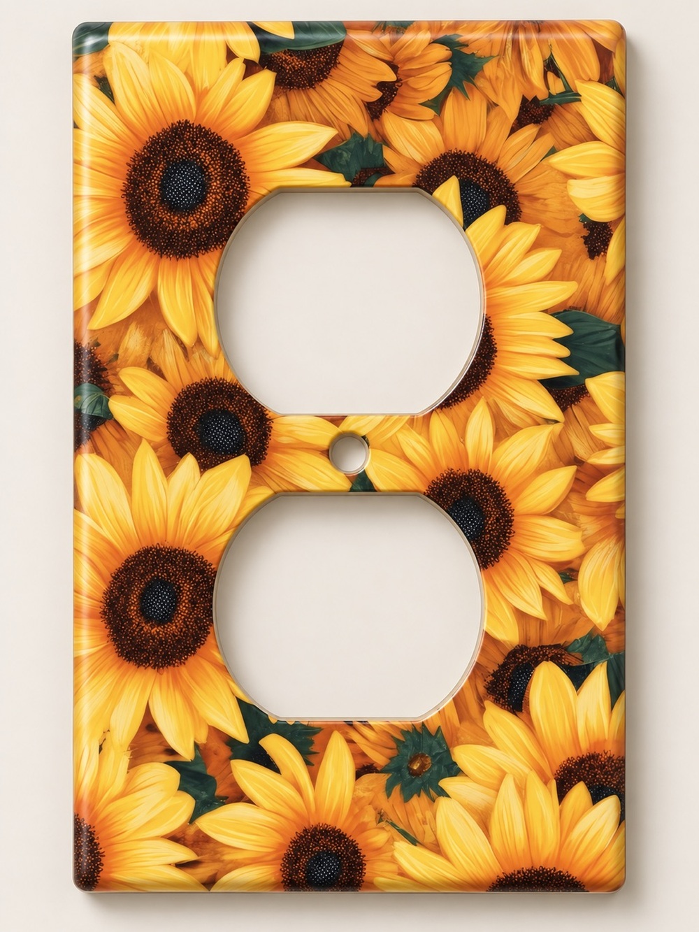 Handmade Sunflower Floral Duplex Outlet Cover Plate